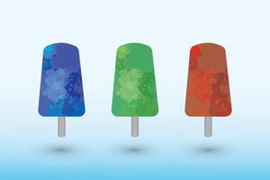 A set of ice creams made of watercolor on white background of different colors vector