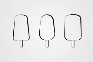 A set of ice creams with black lines on white background for icons and logos vector