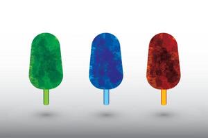 A set of watercolor ice creams on white background of different colors vector
