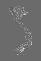 Vietnam map with border lines of regions using gray color on dark background vector