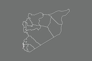 Syria map with border lines of provinces using gray color on dark background vector