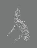 Philippines map with border lines of provinces using gray color on dark background vector
