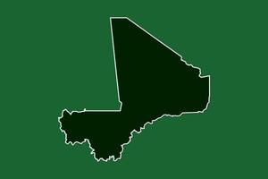 Mali map with single border line boundary using green color area on dark background vector