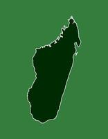 Madagascar map with single border line boundary using green color area on dark background vector
