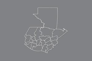 Guatemala map with border lines of divisions using gray color on dark background vector