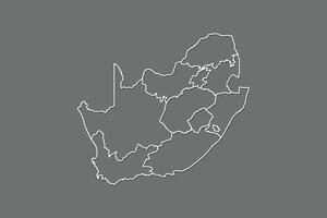 South Africa map with border lines of provinces using gray color on dark background vector