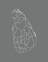 Sri Lanka map with border lines of districts using gray color on dark background vector
