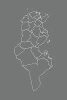 Tunisia map with border lines of divisions using gray color on dark background vector
