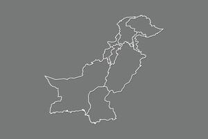 Pakistan map with border lines of provinces using gray color on dark background vector