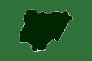 Nigeria map with single border line boundary using green color area on dark background vector