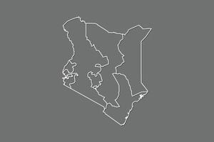 Kenya map with border lines of provinces using gray color on dark background vector