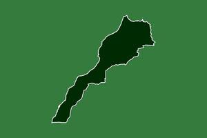 Morocco map with single border line boundary using green color area on dark background vector