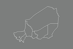 Niger map with border lines of divisions using gray color on dark background vector