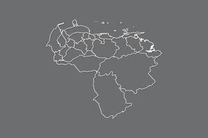 Venezuela map with border lines of regions using gray color on dark background vector