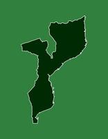 Mozambique map with single border line boundary using green color area on dark background vector