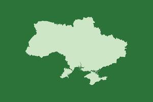 Ukraine map with single land area using green color on dark background vector