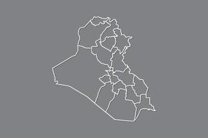 Iraq map with border lines of divisions using gray color on dark background vector