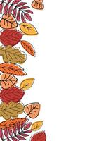 Horizontal banner with autumn leaves in doodle style. There is a place for text. vector
