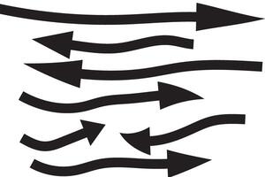 simple black color hand drawn different shapes errow icon set vector