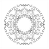 Photo frame design of lace style abstract mandala pattern for Coloring book page vector