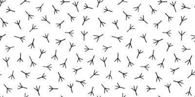 Seamless pattern trace of birds . Hand drawn chicken footprints in childish doodle funny style. Naive background. vector