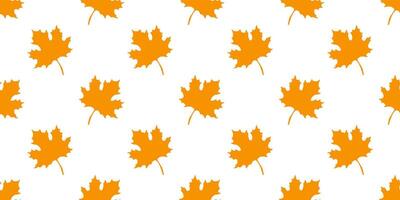 Maple leaves silhouette seamless pattern. Hand drawn fall illustrations on white vector