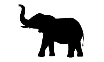 Elephant silhouette with the trunk up isolated on white background. illustration vector
