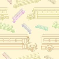 Editable Outline Style School Bus Vectorised Illustration Seamless Pattern for Creating Background of School and Education or Transportation Design vector