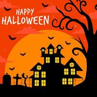 illustration for happy halloween in flat style design vector