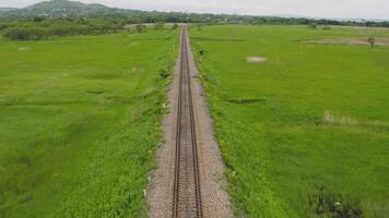 Empty straight one-way railways on a summer sunny day video