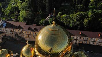 Orthodox New Athos Monastery with stunning domes video