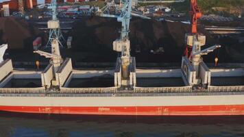 Early morning operations. Bird's eye view of coal handling and crane video
