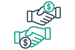 Corruption icon. line icon style. handshake with dollar. icon related to law and justice. law elements illustration vector