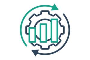 Optimization icon. line icon style. chart with gear and arrow. icon related to efficiency. productivity elements illustration vector