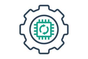 Automation icon. line icon style. gear with cpu. icon related to efficiency. productivity elements illustration vector