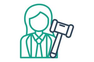 Judge icon. line icon style. icon related to law and justice. law elements illustration vector