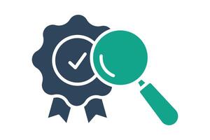 Quality control icon. solid icon style. charter with magnifying glass. icon related to efficiency. productivity elements illustration vector