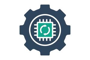 Automation icon. solid icon style. gear with cpu. icon related to efficiency. productivity elements illustration vector