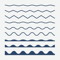 Wavy Lines Set with dark blue color. collection wave lines vector