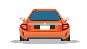 Rear view of an orange car. On isolated white background with shadow. vector