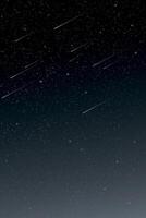 Night sky with falling meteorites and a lot of stars vertical background graphic illustration. Shooting stars and stardust in the universe. vector