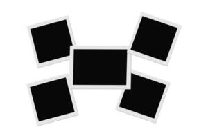 Realistic three black photo frames for paper design. Old paper blank photo frame. vector