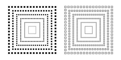 Concentric dotted square geometric pattern. vector