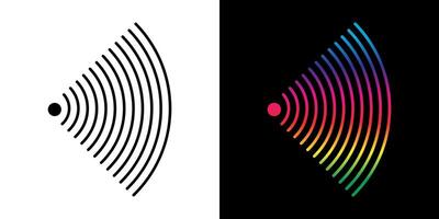 Sound navigation sonar signal wave icons. vector