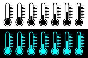 Thermometer showing the temperature icons. The temperature scale went from cold to hot. vector