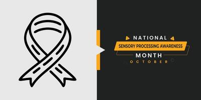 National Sensory Processing Awareness Month Web Banner Template vector