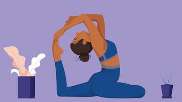 woman doing yoga poses with abstract isolated background vector