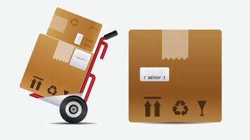 Package delivery on a trolly flat design vector