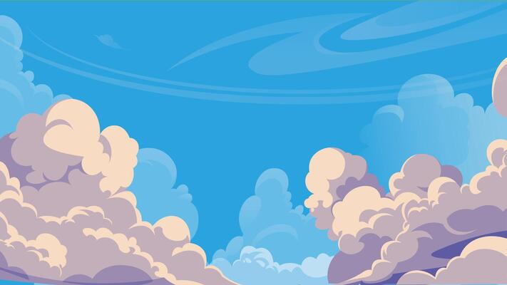 Cartoon cloudy sky flat design illustration