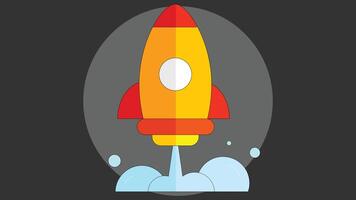 Rocket launch into space graphic illustration with clouds and smoke vector